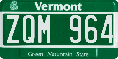 VT license plate ZQM964
