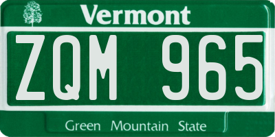 VT license plate ZQM965