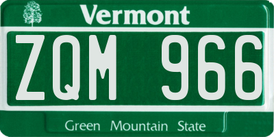 VT license plate ZQM966
