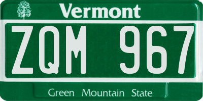 VT license plate ZQM967