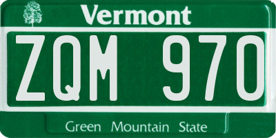VT license plate ZQM970