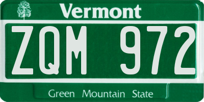 VT license plate ZQM972
