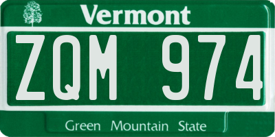 VT license plate ZQM974