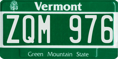 VT license plate ZQM976
