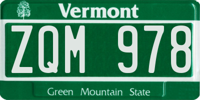VT license plate ZQM978