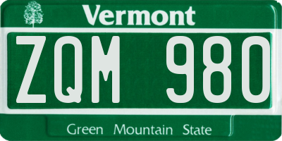 VT license plate ZQM980