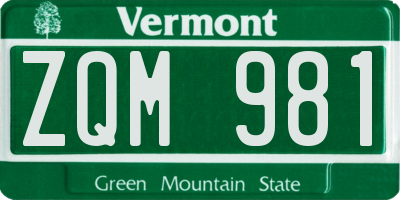VT license plate ZQM981