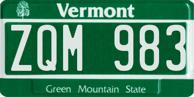 VT license plate ZQM983