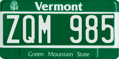 VT license plate ZQM985