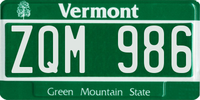 VT license plate ZQM986