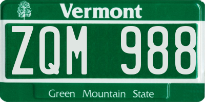 VT license plate ZQM988