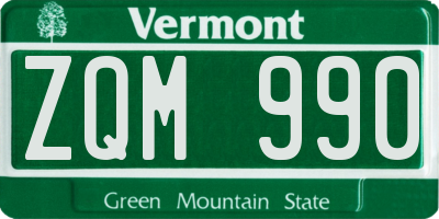 VT license plate ZQM990