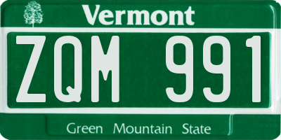 VT license plate ZQM991