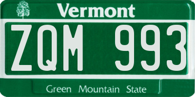 VT license plate ZQM993