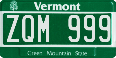 VT license plate ZQM999