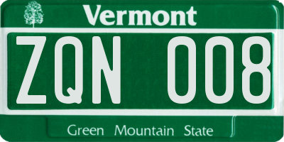 VT license plate ZQN008