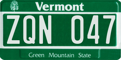 VT license plate ZQN047