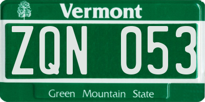 VT license plate ZQN053