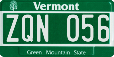 VT license plate ZQN056