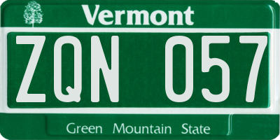 VT license plate ZQN057