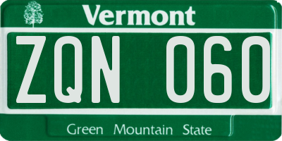 VT license plate ZQN060