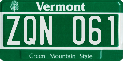 VT license plate ZQN061
