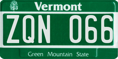 VT license plate ZQN066