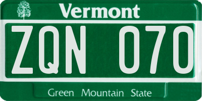 VT license plate ZQN070