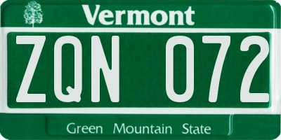 VT license plate ZQN072