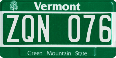 VT license plate ZQN076