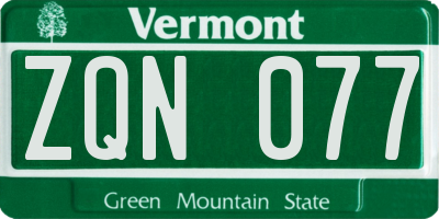 VT license plate ZQN077