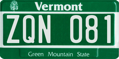 VT license plate ZQN081