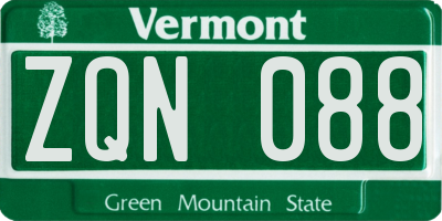 VT license plate ZQN088
