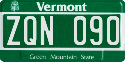 VT license plate ZQN090
