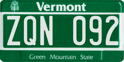 VT license plate ZQN092