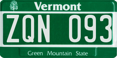 VT license plate ZQN093