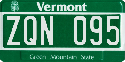VT license plate ZQN095