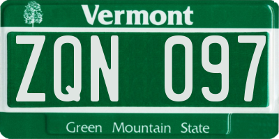 VT license plate ZQN097