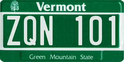 VT license plate ZQN101