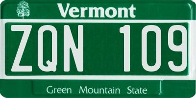 VT license plate ZQN109