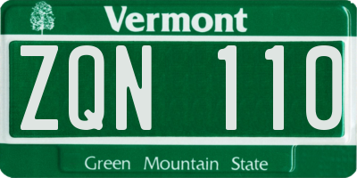 VT license plate ZQN110