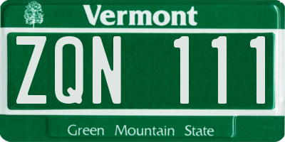 VT license plate ZQN111