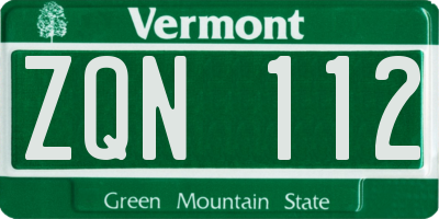 VT license plate ZQN112