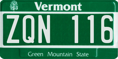VT license plate ZQN116