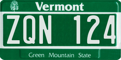 VT license plate ZQN124