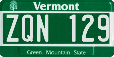 VT license plate ZQN129
