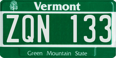 VT license plate ZQN133