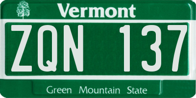 VT license plate ZQN137
