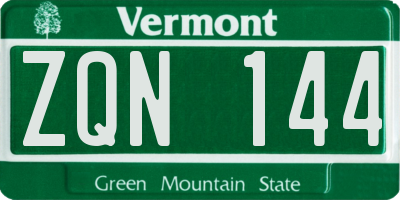 VT license plate ZQN144
