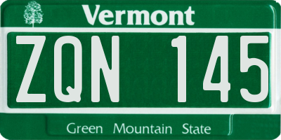 VT license plate ZQN145